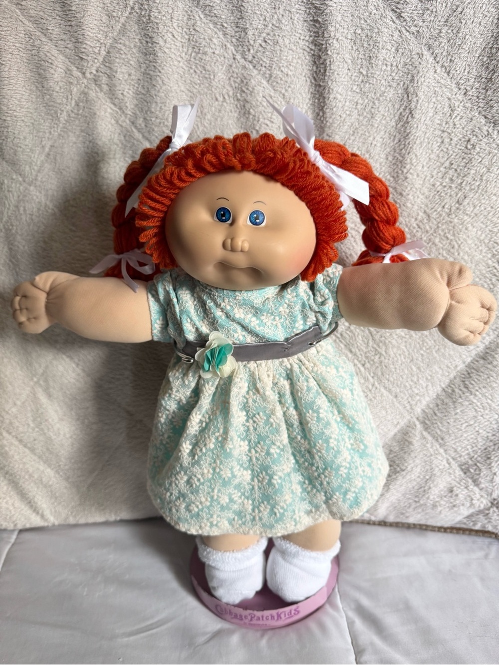💗Cabbage Patch Kids Red-Haired Doll in Aqua Floral Dress💗